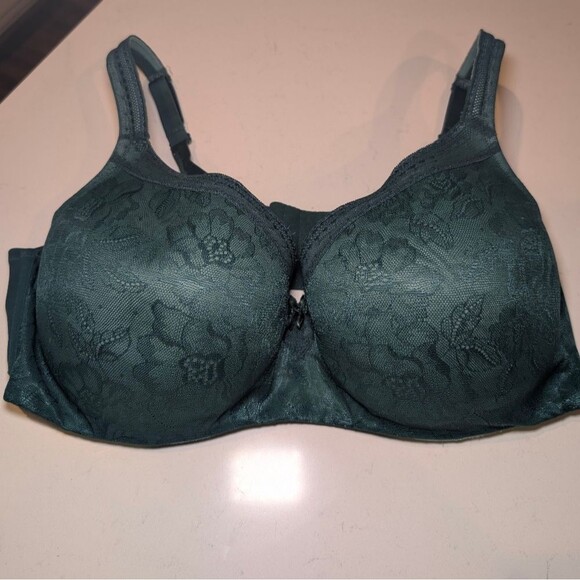 Cacique Lane Bryant 46DD Dark Green Lace Balconette Bra Underwire Lightly Lined - Picture 6 of 8